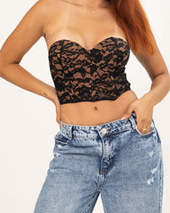 Vista previa del color NEGRO del producto Corset encaje floral