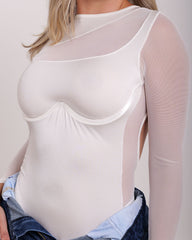 Vista previa del color BLANCO del producto Body Transparente de Manga Larga