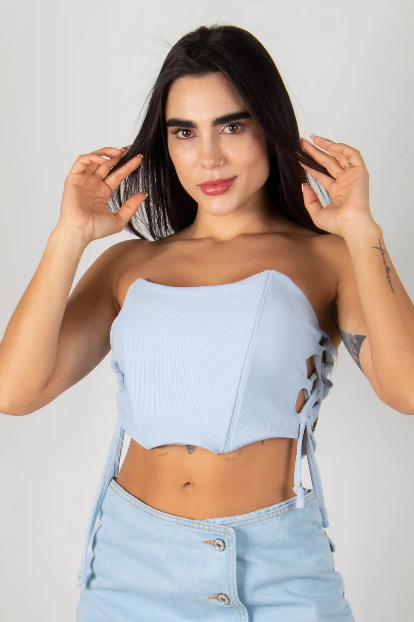Blusa Estilo Corset con Ajuste Lateral