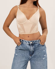 Vista previa del color BEIGE del producto Crop top traslúcido