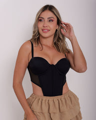 Vista previa del color NEGRO del producto Corset Liso con Copas y Terminación en Pico