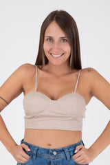 Vista previa del color BEIGE del producto Crop Top Bustier con Brillos