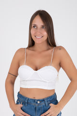 Vista previa del color BLANCO del producto Crop Top Bustier con Brillos