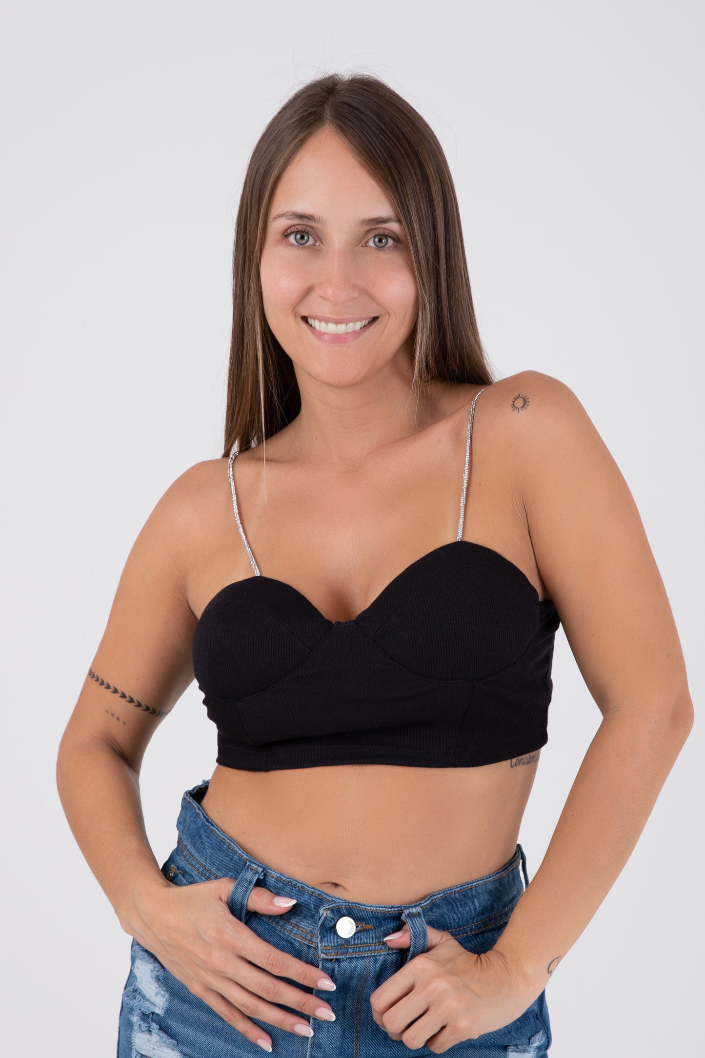 Crop Top Bustier con Brillos