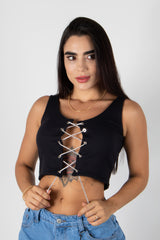 Vista previa del color NEGRO del producto Crop Top Con Escote