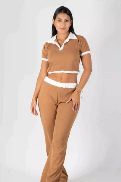 Set Camisa Manga Corta con Pantalón de Elongación