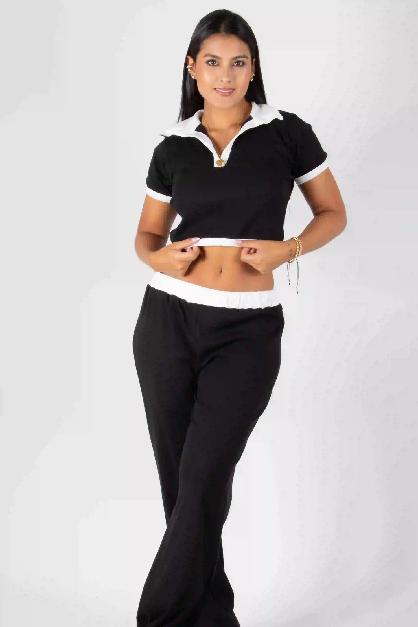 Set Camisa Manga Corta con Pantalón de Elongación