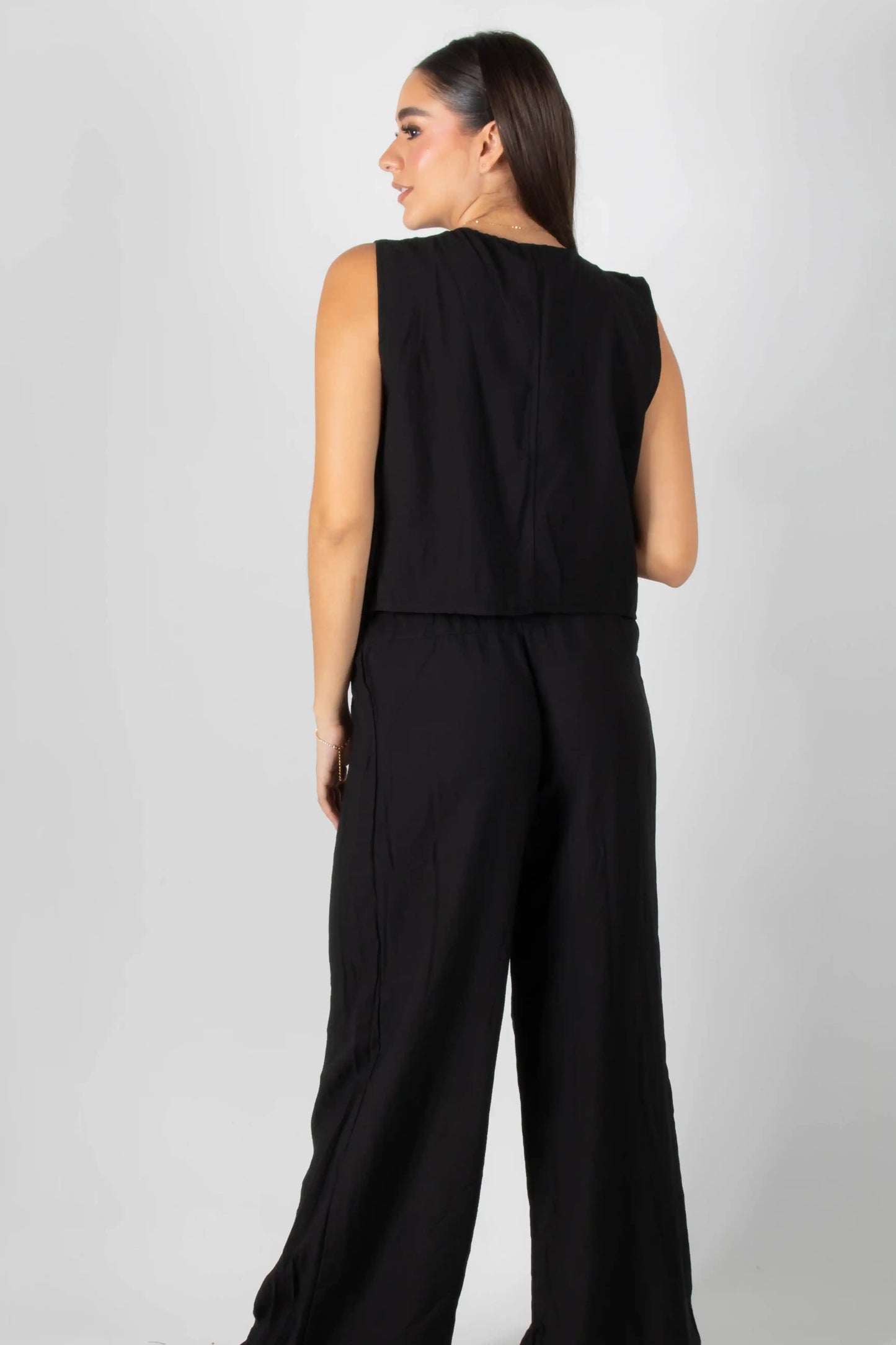 CONJUNTO DE BLUSA TIPO CHALECO Y PANTALON BOTARECTA