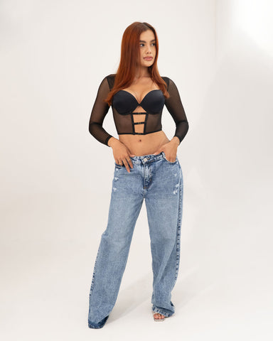 Crop Top Manga Larga con Transparencias imagen 10