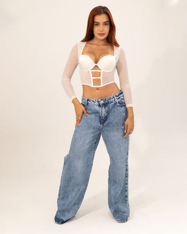 Crop Top Manga Larga con Transparencias imagen 14