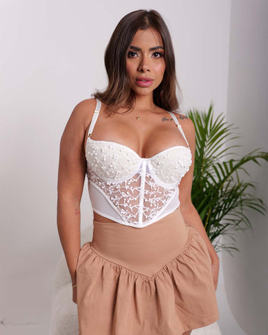 Crop Top en Malla Floral imagen 3