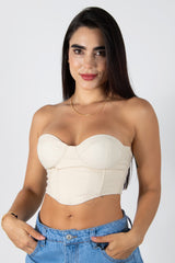 CROP TOP STRAPLESS TIPO CORSET