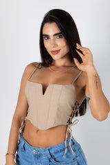 CROP TOP TIPO CORSET CON AJUSTES