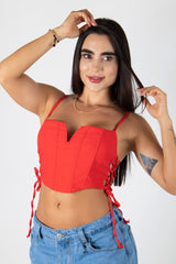 CROP TOP TIPO CORSET CON AJUSTES