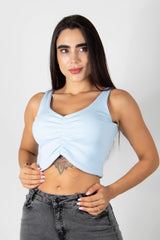 CROP TOP TIPO ESQUELETO CON RECOGIDO DECORATIVO