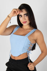 CROP TOP TIPO CORSET CON AJUSTE LATERAL