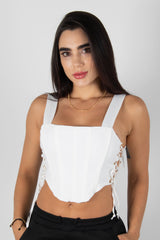 CROP TOP TIPO CORSET CON AJUSTE LATERAL