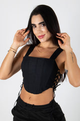 CROP TOP TIPO CORSET CON AJUSTE LATERAL