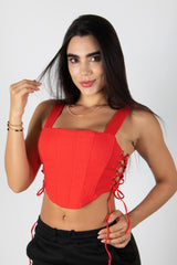 CROP TOP TIPO CORSET CON AJUSTE LATERAL