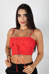 CROP TOP TIPO CORSET CON AJUSTE DELANTERO