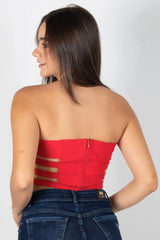 BLUSA TIPO CORSET STRAPLESS CON CREMALLERA POSTERIOR