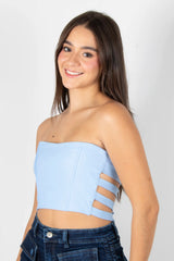 BLUSA TIPO CORSET STRAPLESS CON CREMALLERA POSTERIOR