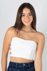 BLUSA TIPO CORSET STRAPLESS CON CREMALLERA POSTERIOR