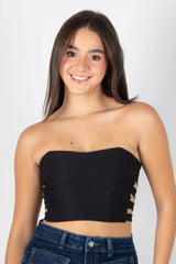 BLUSA TIPO CORSET STRAPLESS CON CREMALLERA POSTERIOR