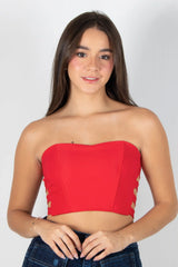 BLUSA TIPO CORSET STRAPLESS CON CREMALLERA POSTERIOR