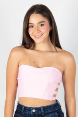 BLUSA TIPO CORSET STRAPLESS CON CREMALLERA POSTERIOR