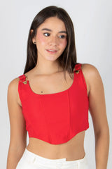 BLUSA TIPO CORSET CON TIRAS DE AJUSTE Y CREMALLERA POSTERIOR