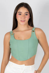 BLUSA TIPO CORSET CON TIRAS DE AJUSTE Y CREMALLERA POSTERIOR