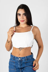 Crop top tipo corset con ajustes