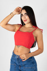 Crop top tipo corset con ajustes