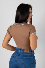 CAMISETA CROP TOP TIPO POLO