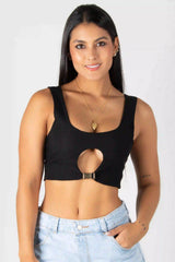 BLUSA TIPO CROPTOP CON ESCOTES Y AJUSTE POSTERIOR