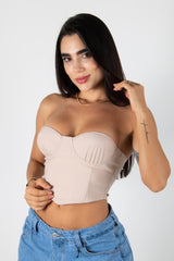 CROP TOP STRAPLESS TIPO CORSET