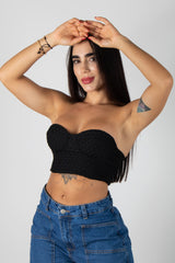 Crop top strapless tipo corset