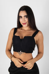 CROP TOP DE COPAS Y CREMALLERA DELANTERA