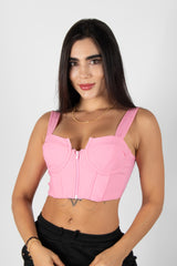 CROP TOP DE COPAS Y CREMALLERA DELANTERA