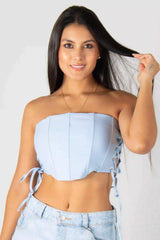 BLUSA TIPO CORSET STRAPLES CON AJUSTES