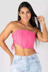 BLUSA TIPO CORSET STRAPLES CON AJUSTES