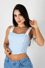 CROP TOP TIPO CORSET CON CREMALLERA POSTERIOR