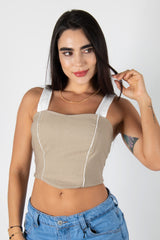 CROP TOP TIPO CORSET CON CREMALLERA POSTERIOR