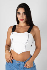 CROP TOP TIPO CORSET CON CREMALLERA POSTERIOR