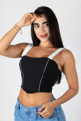 CROP TOP TIPO CORSET CON CREMALLERA POSTERIOR