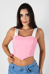 CROP TOP TIPO CORSET CON CREMALLERA POSTERIOR