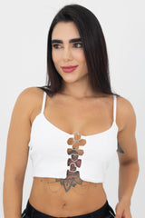 crop top con apliques de corazón