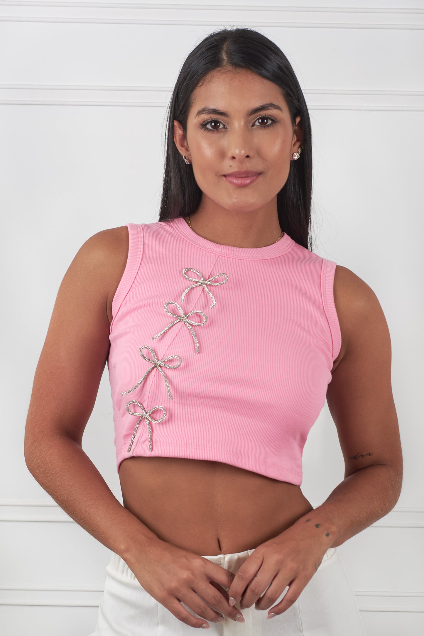 Crop top tipo esqueleto con brillos