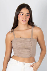 BLUSA TIPO CORSET CON TIRAS DE AJUSTE Y CREMALLERA POSTERIOR